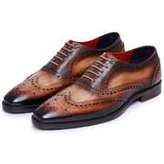 Get the Hand-stitched Brown Oxford Wingtips Shoes from Lethato