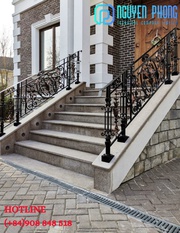 Ornamental iron exterior railing for stairs,  porches,  decks